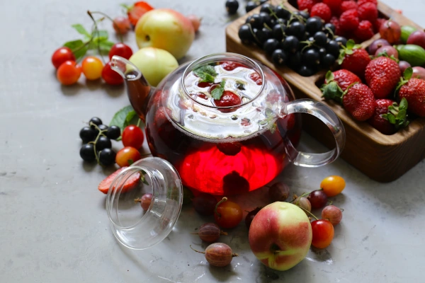 fruit tea with various fruits