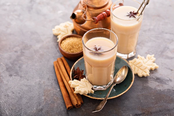 hot chai latte with spices