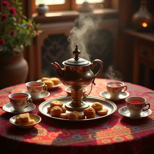 pink tea kashmiri chai on table