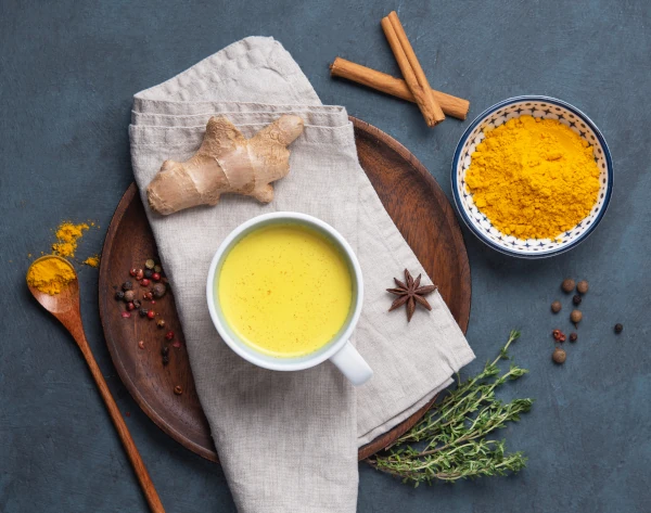 golden tea with milk turmeric and cinammon