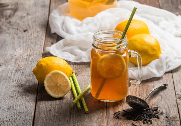 jar of iced lemon tea