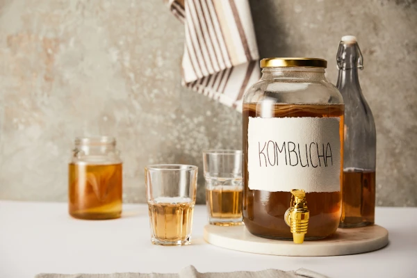 jar with kombucha fermented tea